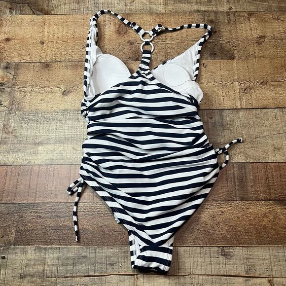 Kona Sol | UNWORN Classic Navy White Stripe One Piece Bathing Suit Sz XS - Picture 3 of 5